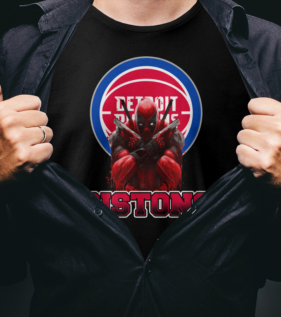 Detroit Pistons Deadpool Mashup Fan Merchandise T-Shirt