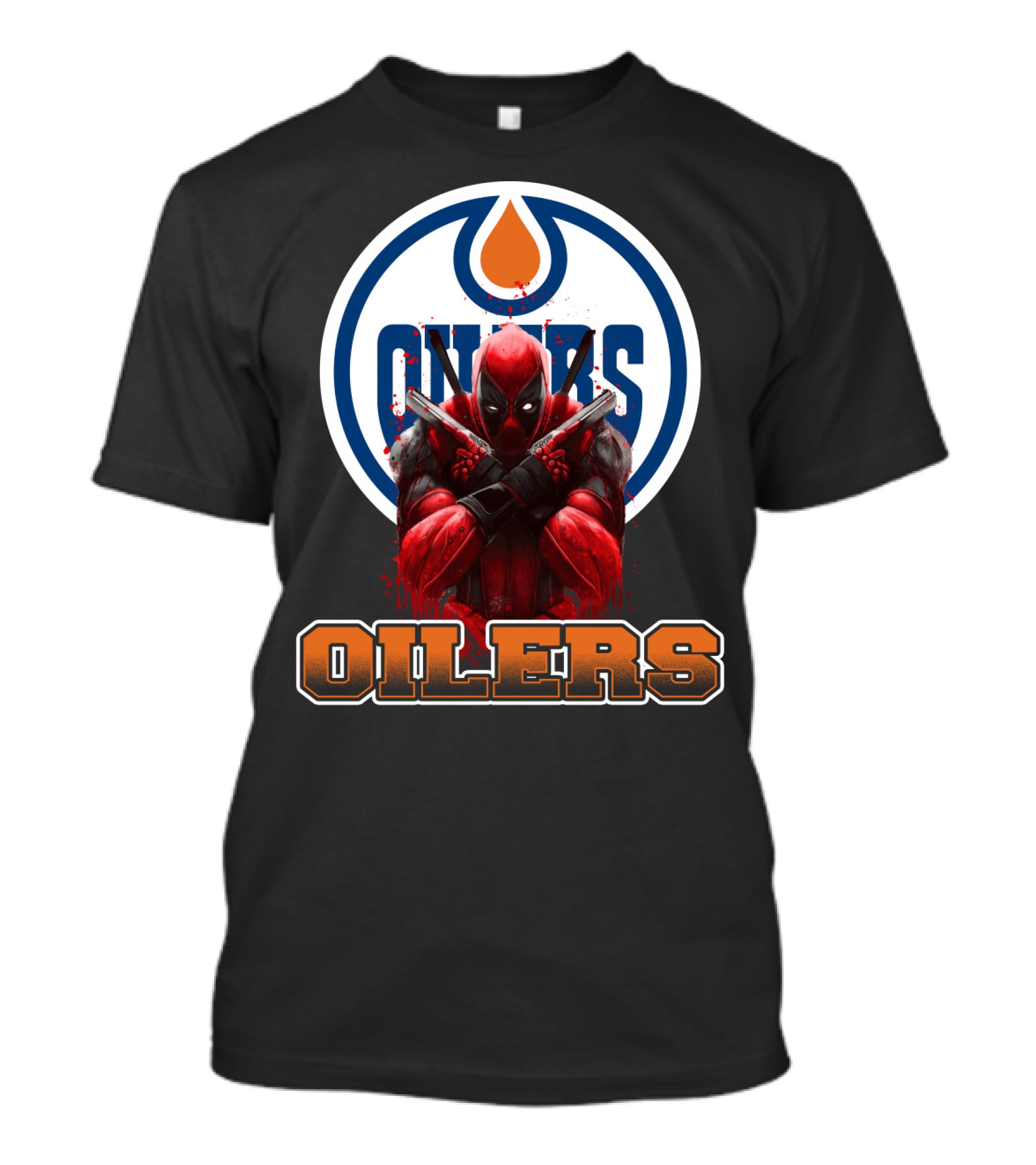Edmonton Oilers Deadpool Crossover Fan Art NHL Marvel Mashup T-Shirt