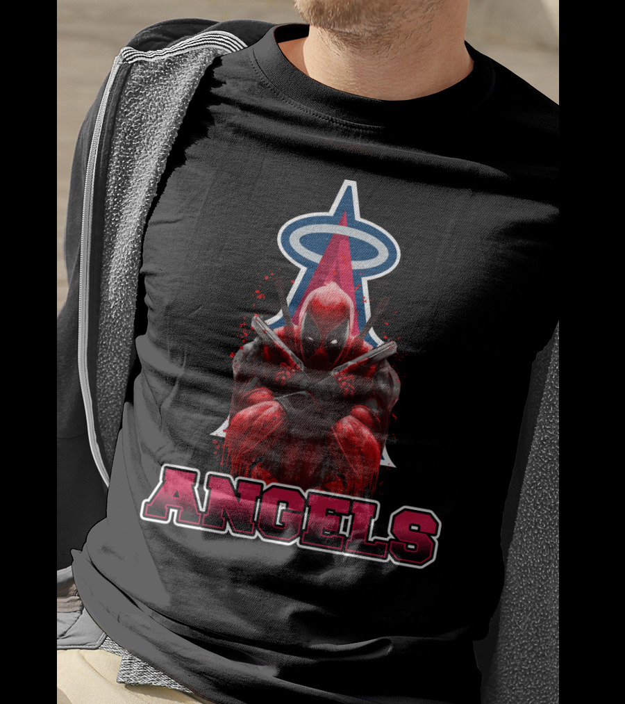 Deadpool With Los Angeles Angels Halo Logo Crossover Fans T-Shirt