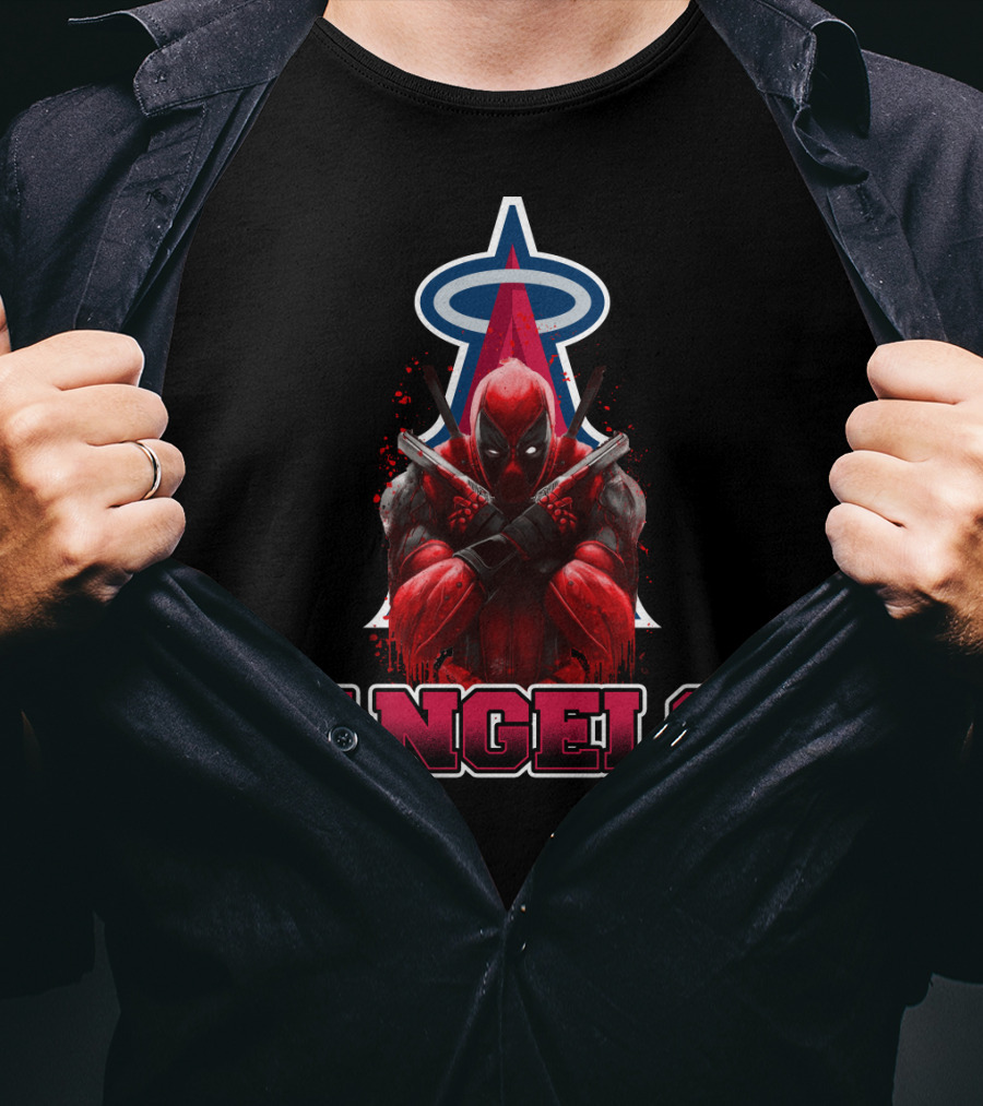 Deadpool With Los Angeles Angels Halo Logo Crossover Fans T-Shirt
