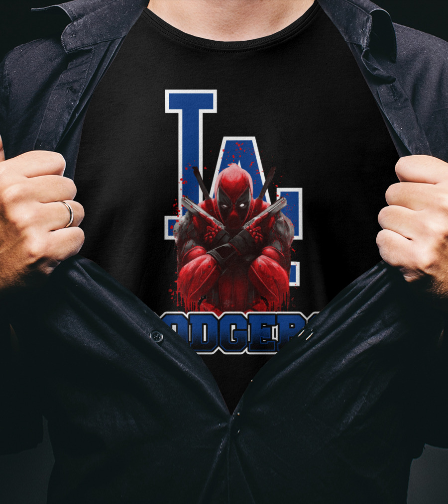 Los Angeles Dodgers Deadpool Crossover Fan Gear T-Shirt