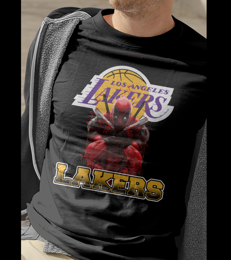 Deadpool In Los Angeles Lakers Colors With Logo Elements T-Shirt