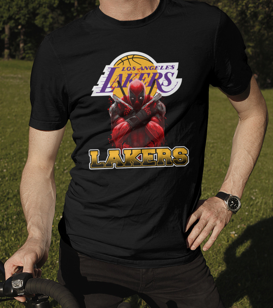 Deadpool In Los Angeles Lakers Colors With Logo Elements T-Shirt