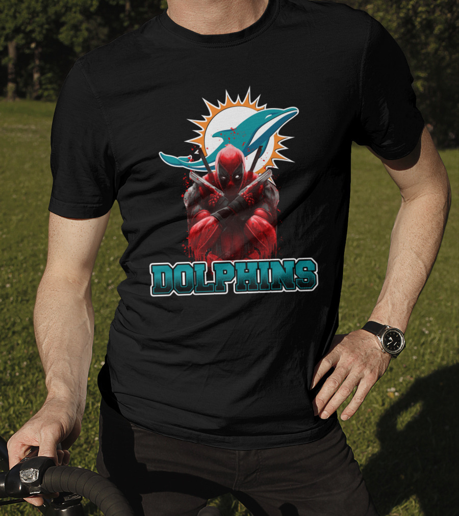 Miami Dolphins Logo And Deadpool Crossover Fans T-Shirt