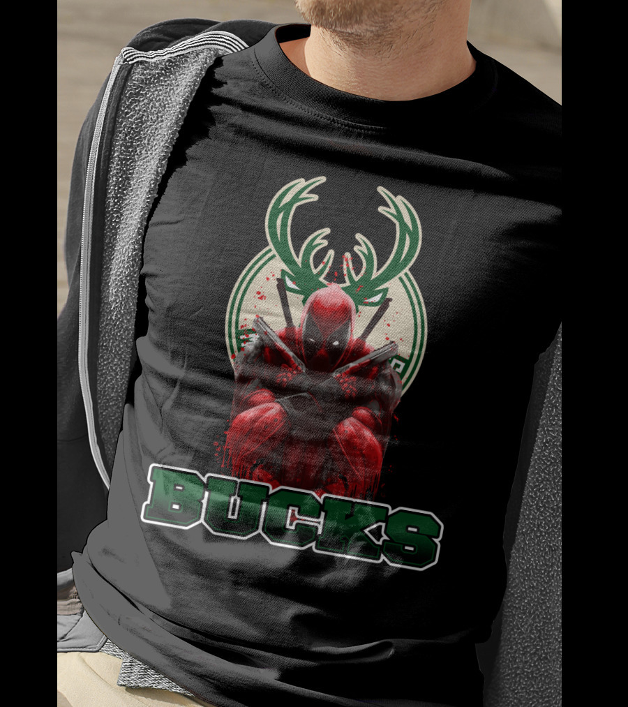 Milwaukee Bucks Deadpool Fandom Crossover Iconic Collaboration T-Shirt