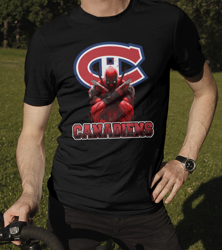 Montreal Canadiens Enthusiasts With Deadpool Fandom Crossover T-Shirt