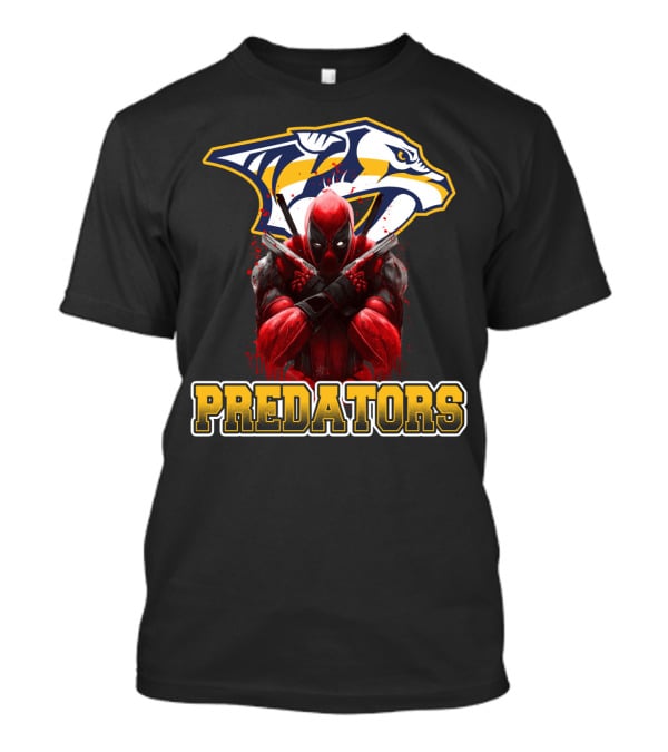 Nashville Predators Deadpool Crossover Predators Logo Deadpool Character T-Shirt