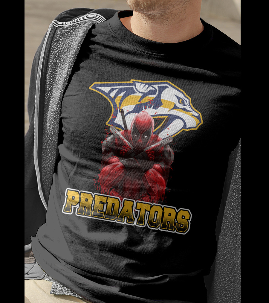 Nashville Predators Deadpool Crossover Predators Logo Deadpool Character T-Shirt