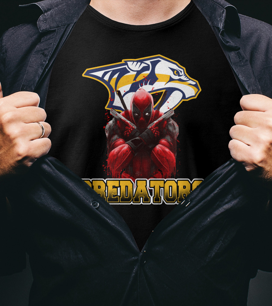 Nashville Predators Deadpool Crossover Predators Logo Deadpool Character T-Shirt