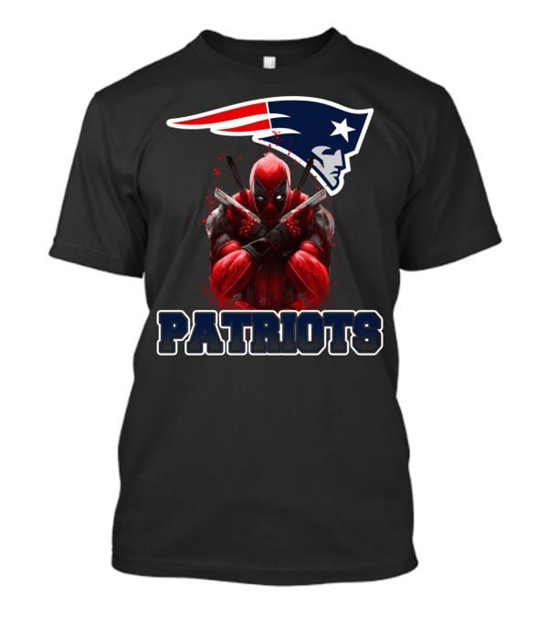Patriots Deadpool Crossover With New England Patriots Logo Featuring Marvel Character T-Shirt