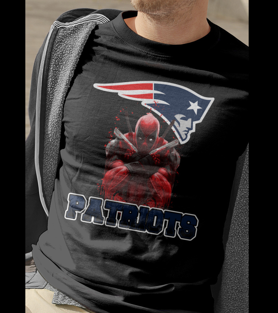 Patriots Deadpool Crossover With New England Patriots Logo Featuring Marvel Character T-Shirt