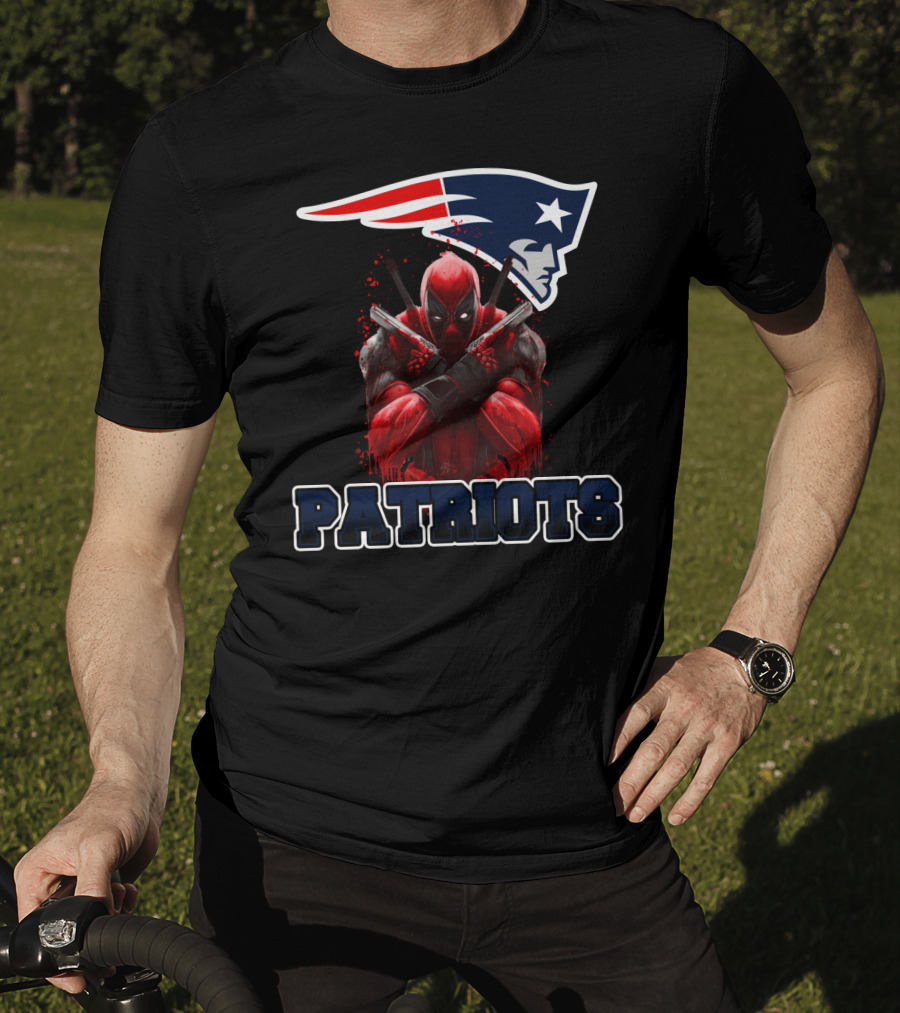 Patriots Deadpool Crossover With New England Patriots Logo Featuring Marvel Character T-Shirt