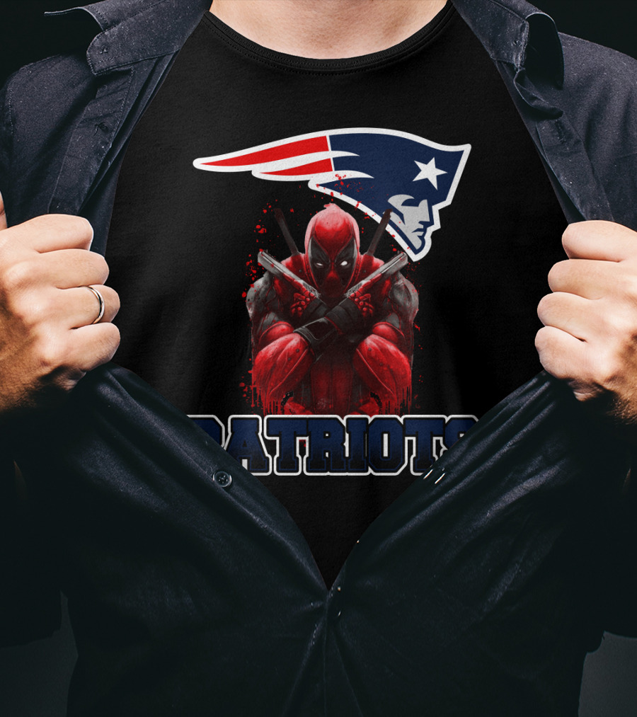 Patriots Deadpool Crossover With New England Patriots Logo Featuring Marvel Character T-Shirt
