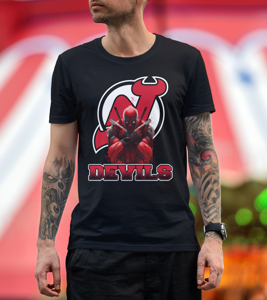 New Jersey Devils and Deadpool Crossover Fans Enthusiast Combo T-Shirt