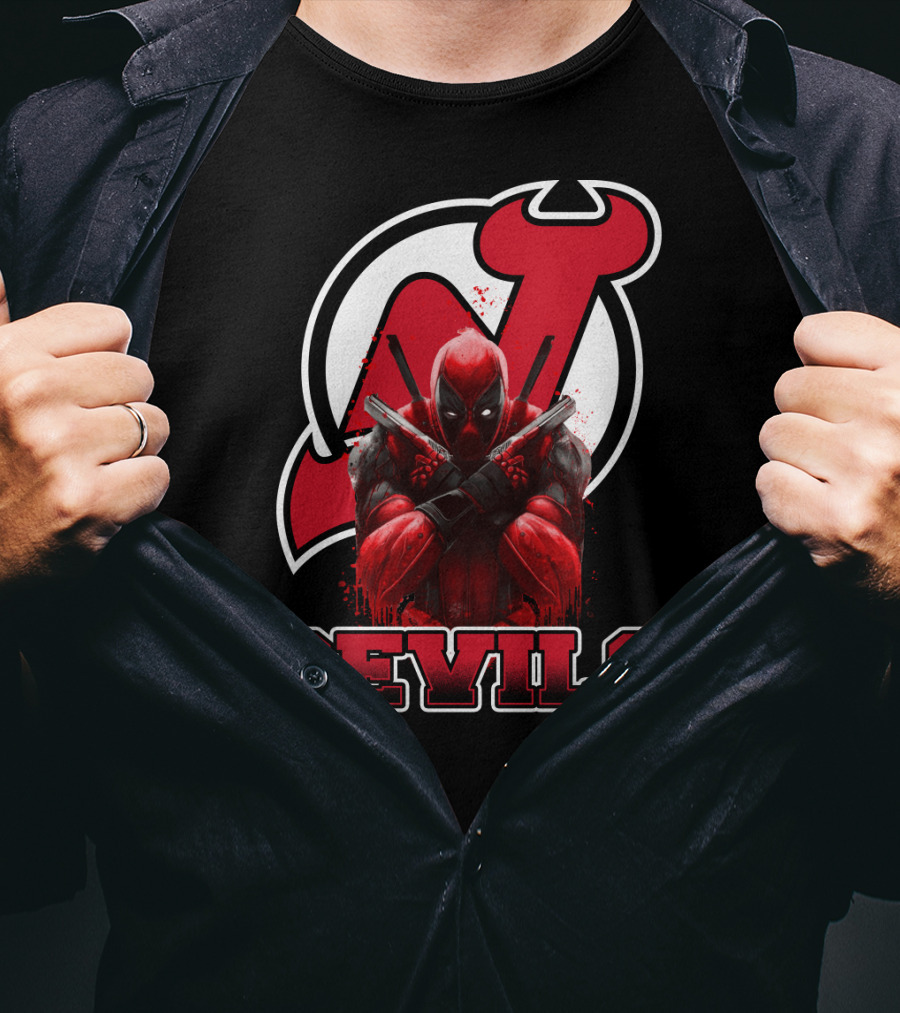 New Jersey Devils And Deadpool Crossover Fans Enthusiast Combo T-Shirt