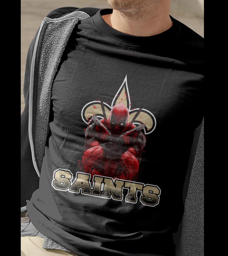 New Orleans Saints Deadpool Crossover Fleur-de-Lis Fans T-Shirt