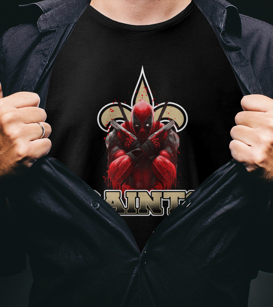 New Orleans Saints Deadpool Crossover Fleur-de-Lis Fans T-Shirt