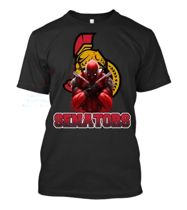 Deadpool And Ottawa Senators Crossover Featuring Iconic Hockey T-Shirt