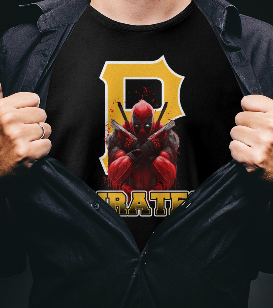 Pittsburgh Pirates Deadpool Crossover Fans Baseball Superhero Mashup T-Shirt