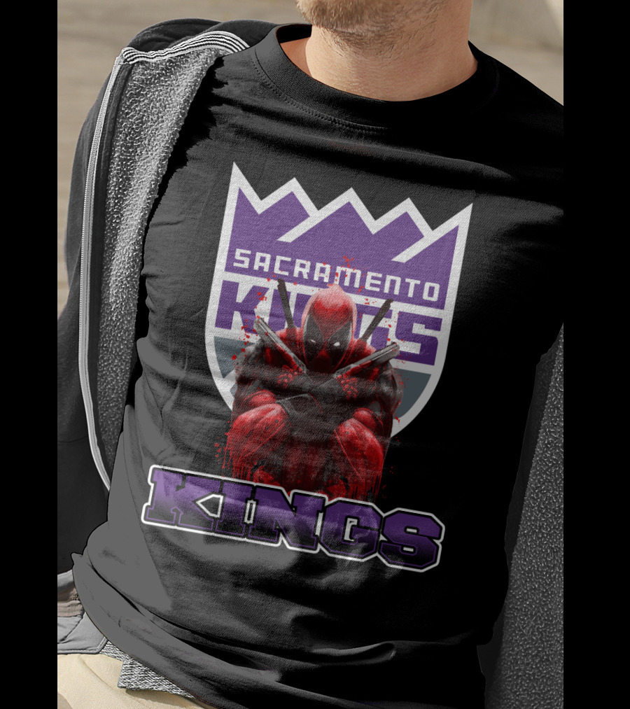 Sacramento Kings Deadpool Crossover Fan Logo T-Shirt