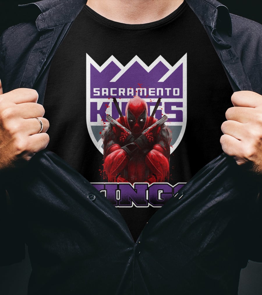 Sacramento Kings Deadpool Crossover Fan Logo T-Shirt