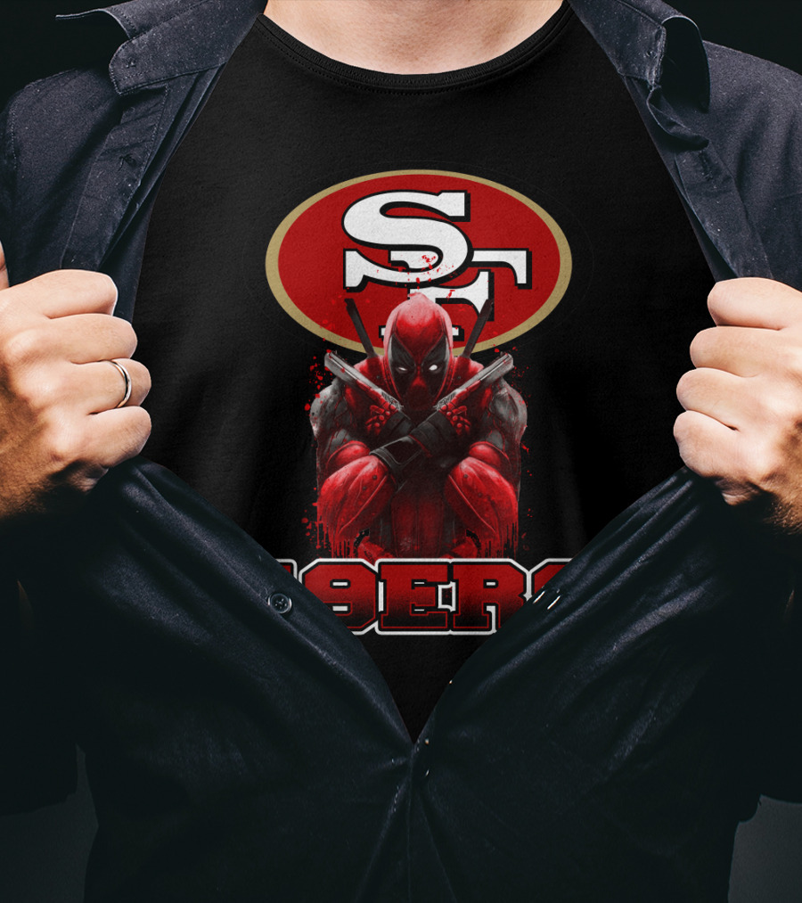 San Francisco 49ers NFL Logo And Deadpool Character Collaboration For Fans T-Shirt