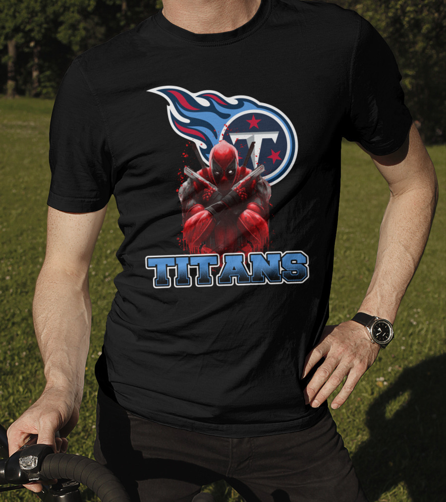 Tennessee Titans Logo And Deadpool Crossover Fan Gear T-Shirt