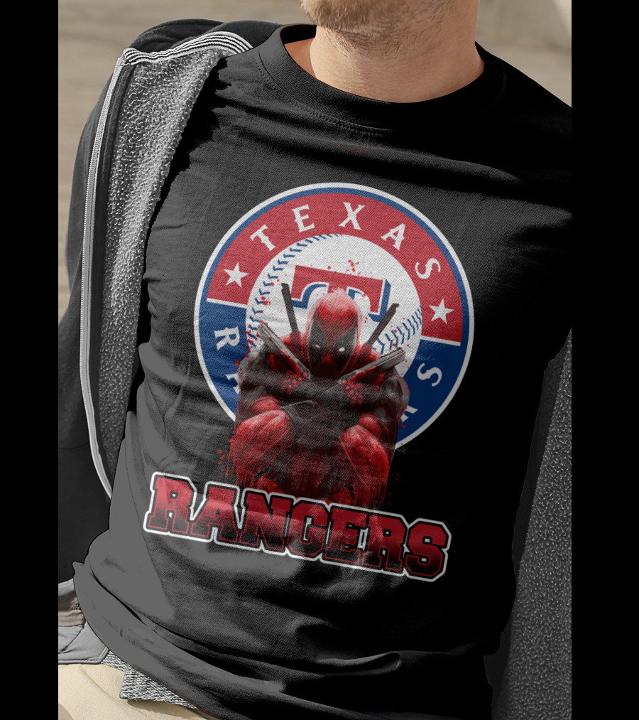 Texas Rangers Deadpool Crossover With Baseball T-Shirt