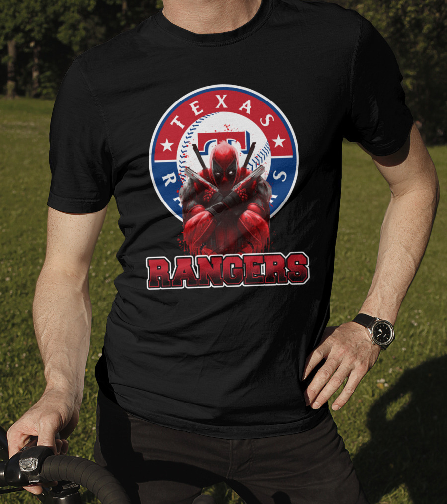 Texas Rangers Deadpool Crossover With Baseball T-Shirt