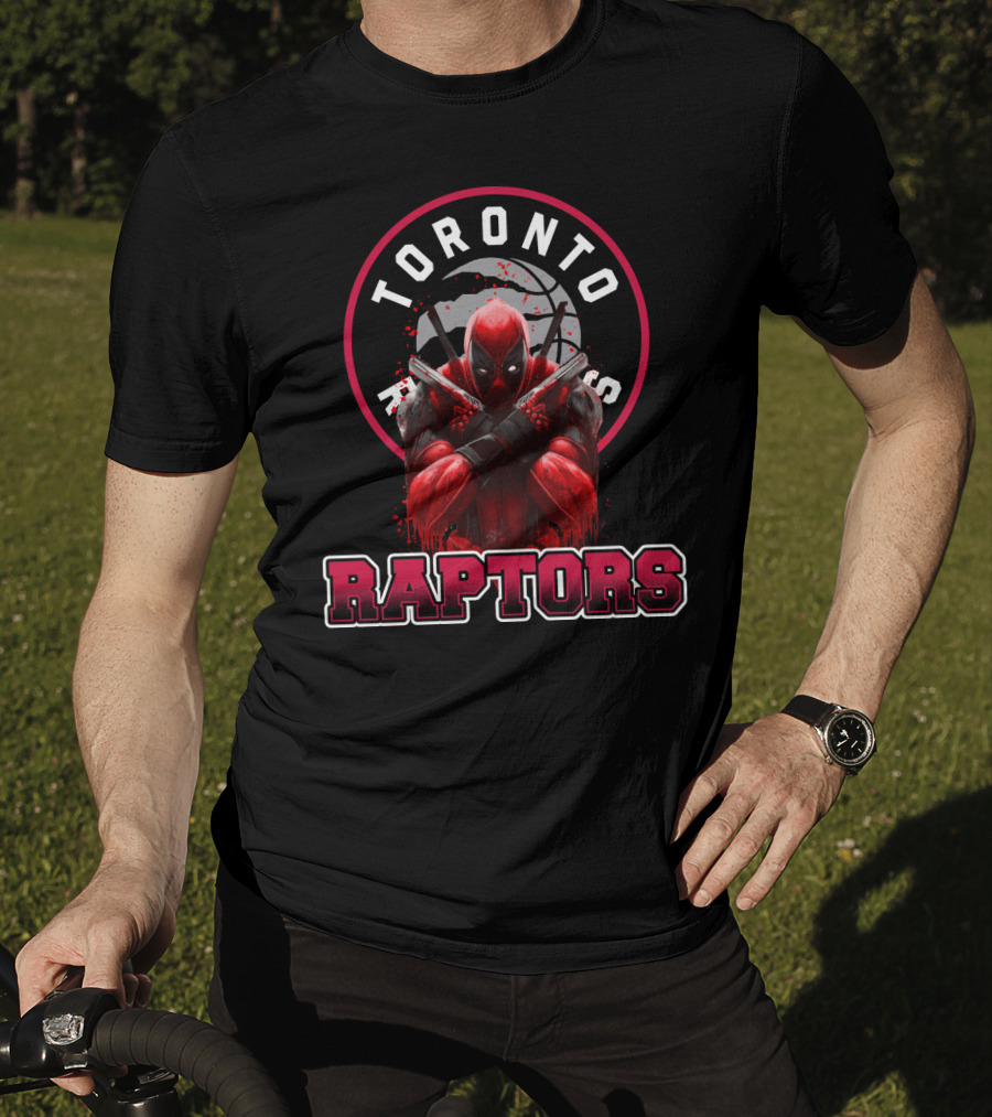 Toronto Raptors And Deadpool Collaboration Raptors Basketball Crossover T-Shirt
