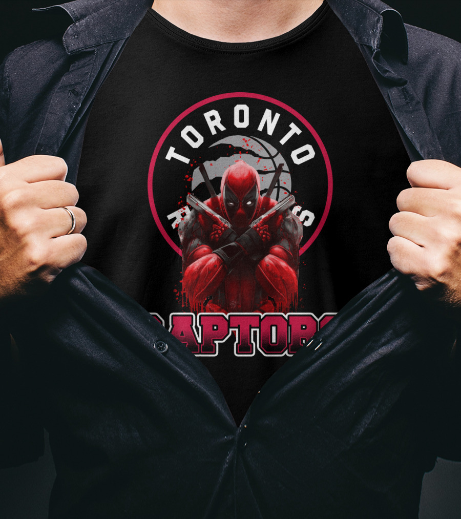 Toronto Raptors And Deadpool Collaboration Raptors Basketball Crossover T-Shirt