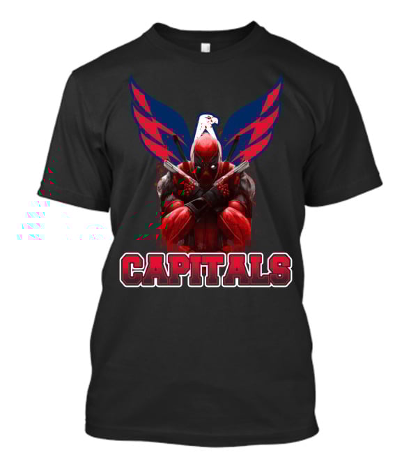 Washington Capitals Deadpool Collaboration Featuring Comic Character Crossover T-Shirt