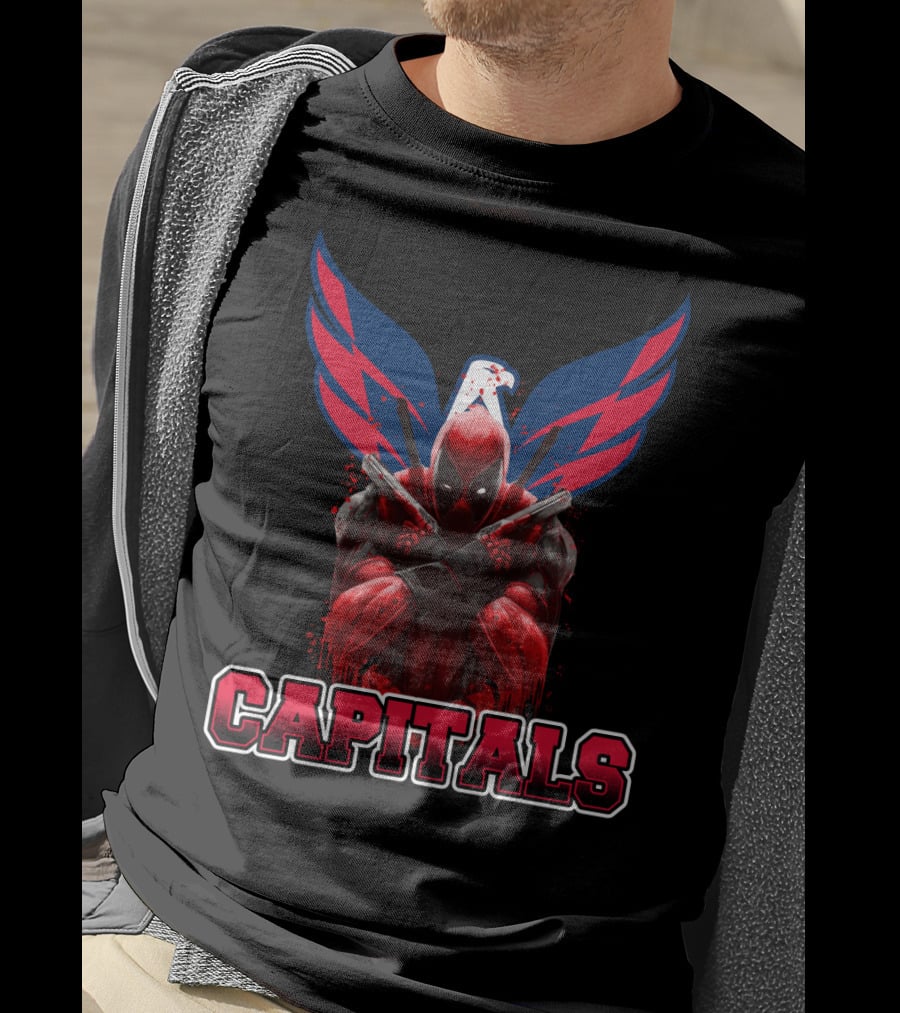Washington Capitals Deadpool Collaboration Featuring Comic Character Crossover T-Shirt
