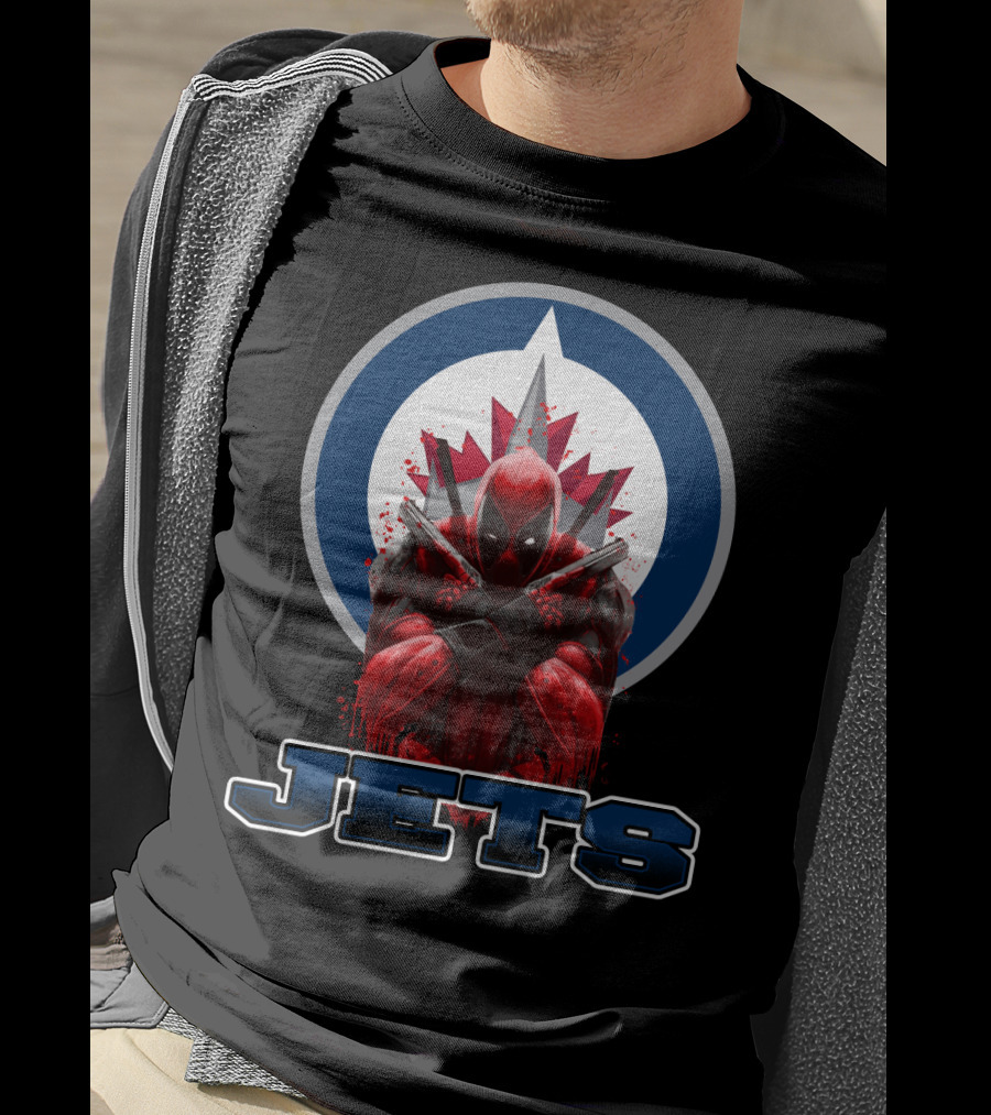 Winnipeg Jets Deadpool Crossover Logo Fans T-Shirt