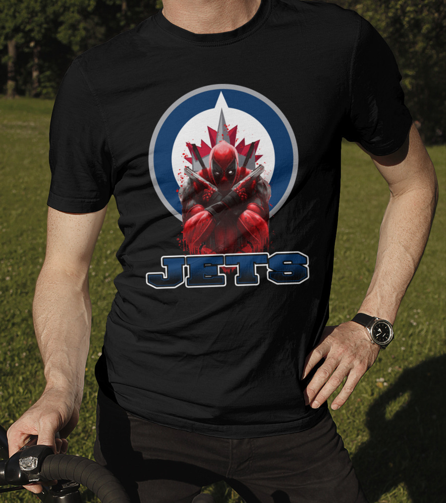 Winnipeg Jets Deadpool Crossover Logo Fans T-Shirt