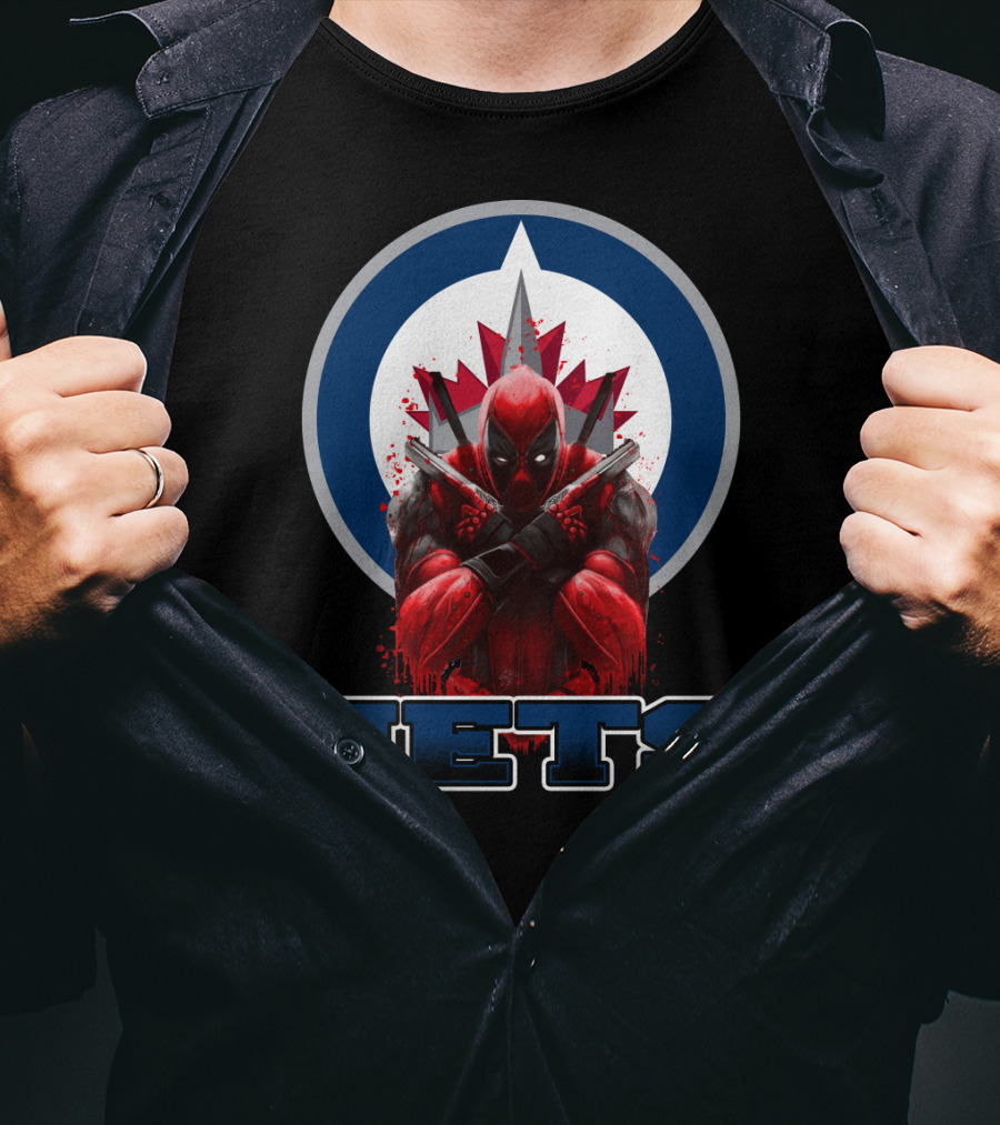 Winnipeg Jets Deadpool Crossover Logo Fans T-Shirt