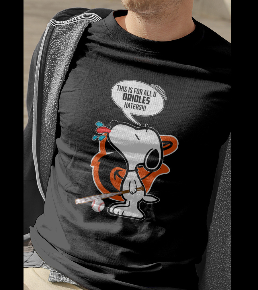 Snoopy Celebrating Baltimore Orioles With Baseball Bat For Orioles Haters T-Shirt