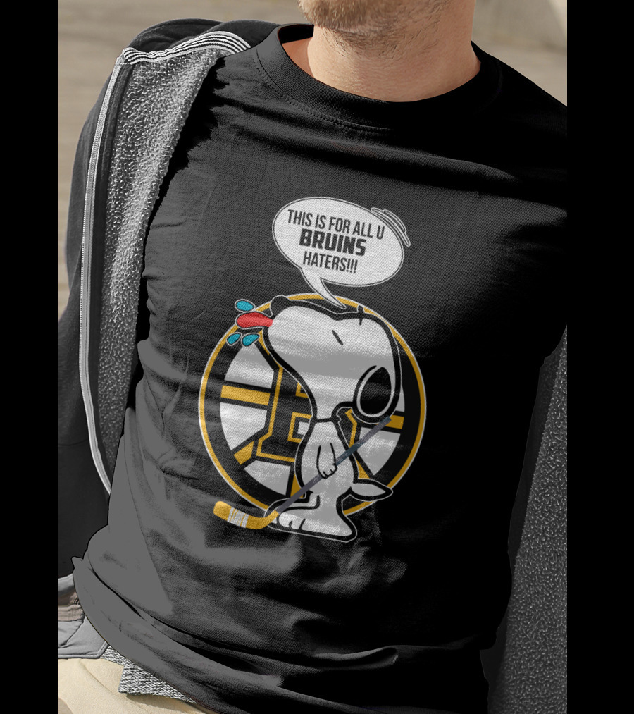 Snoopy Boston Bruins Haters Message With Hockey Stick T-Shirt