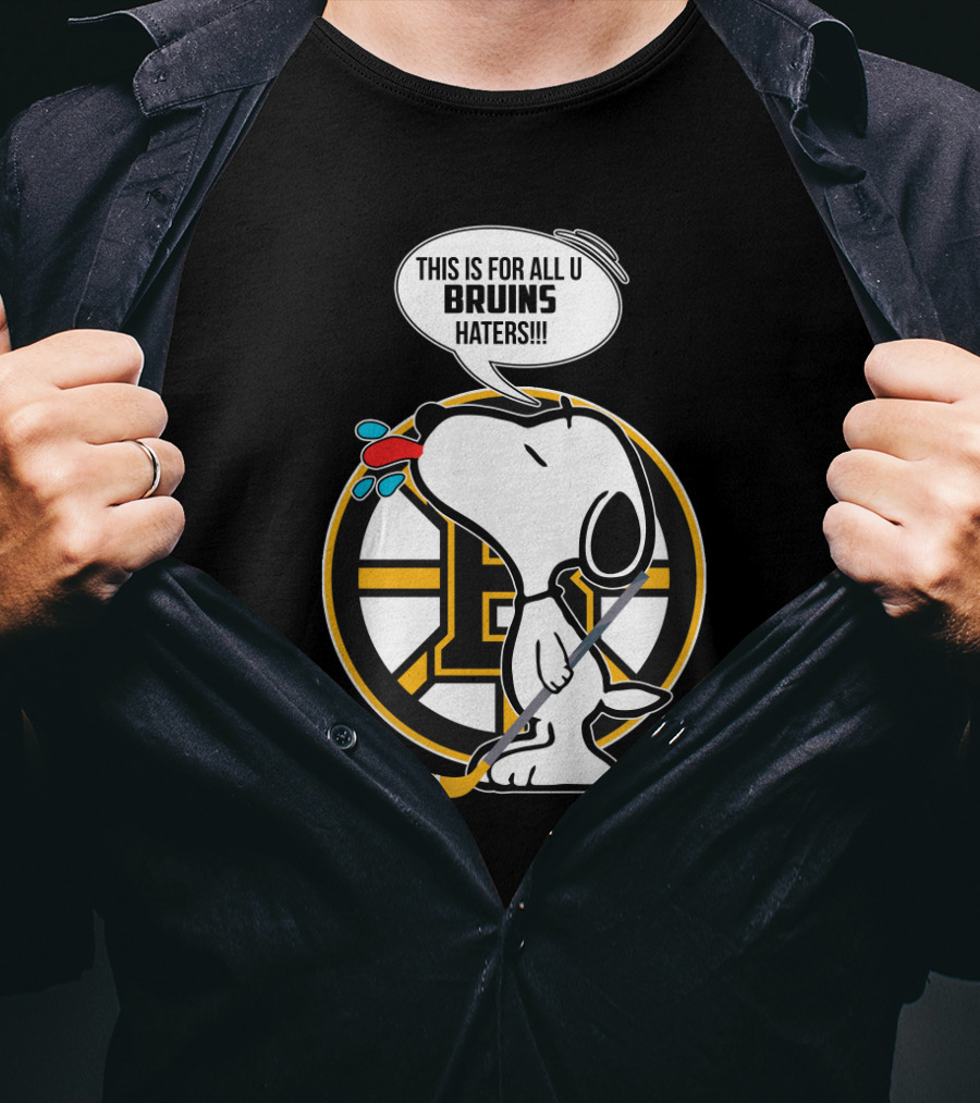 Snoopy Boston Bruins Haters Message With Hockey Stick T-Shirt