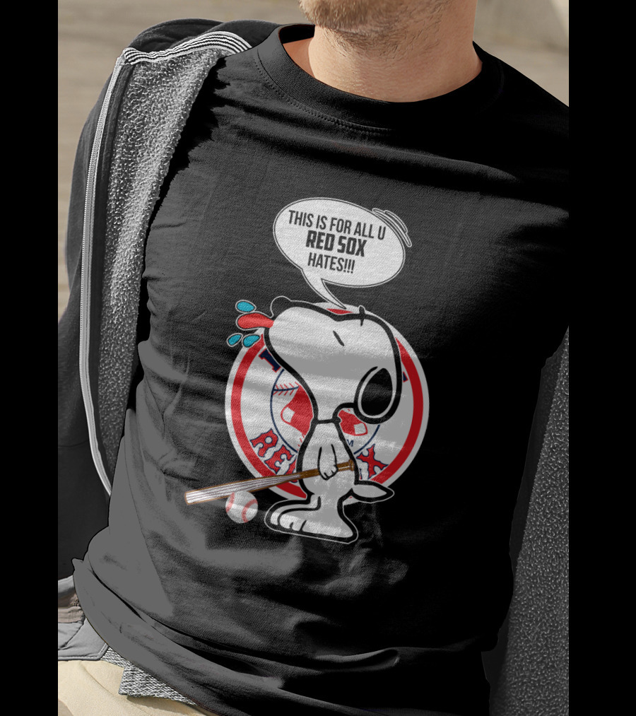 Snoopy Baseball Boston Red Sox Fans Humor Speech Bubble T-Shirt