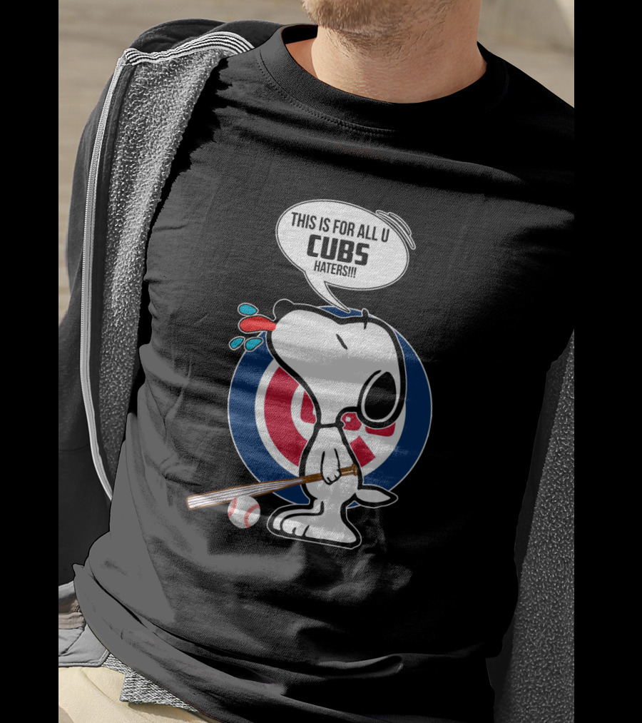 Snoopy Cubs Haters Speech Bubble Baseball Bat Chicago Fans T-Shirt
