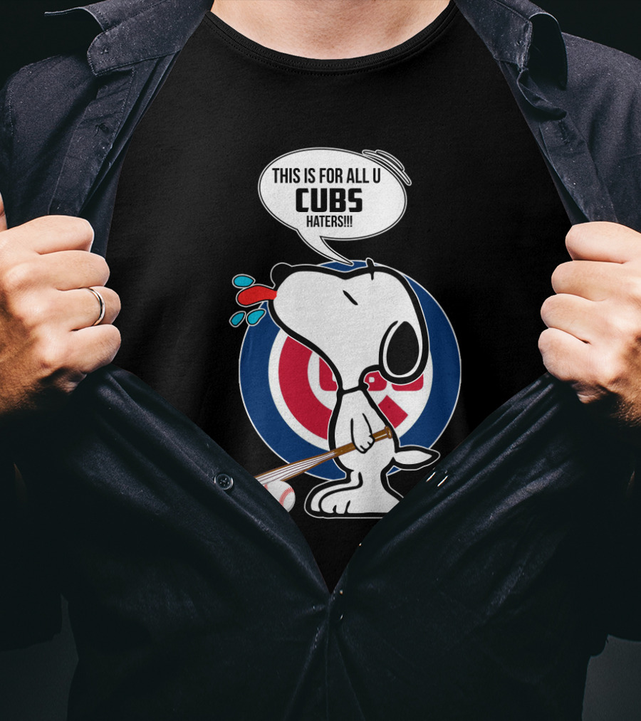 Snoopy Cubs Haters Speech Bubble Baseball Bat Chicago Fans T-Shirt