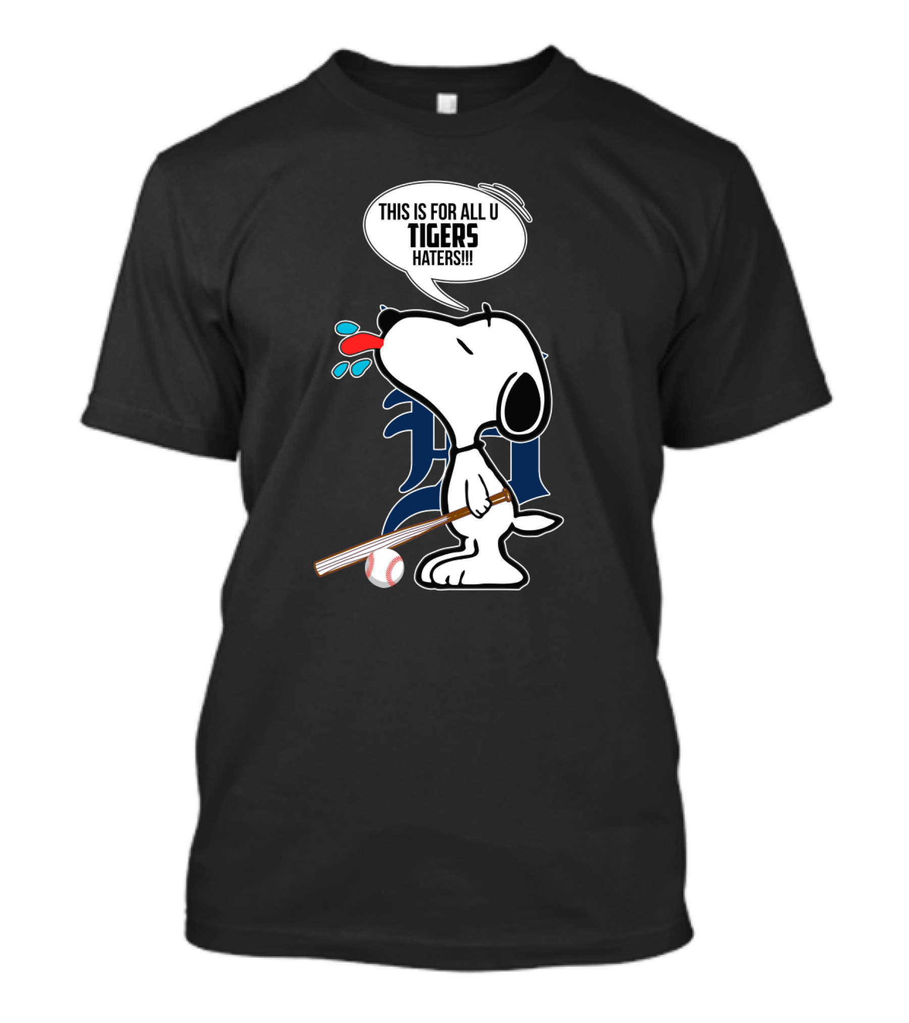 Snoopy Detroit Tigers Haters Baseball Mashup T-Shirt