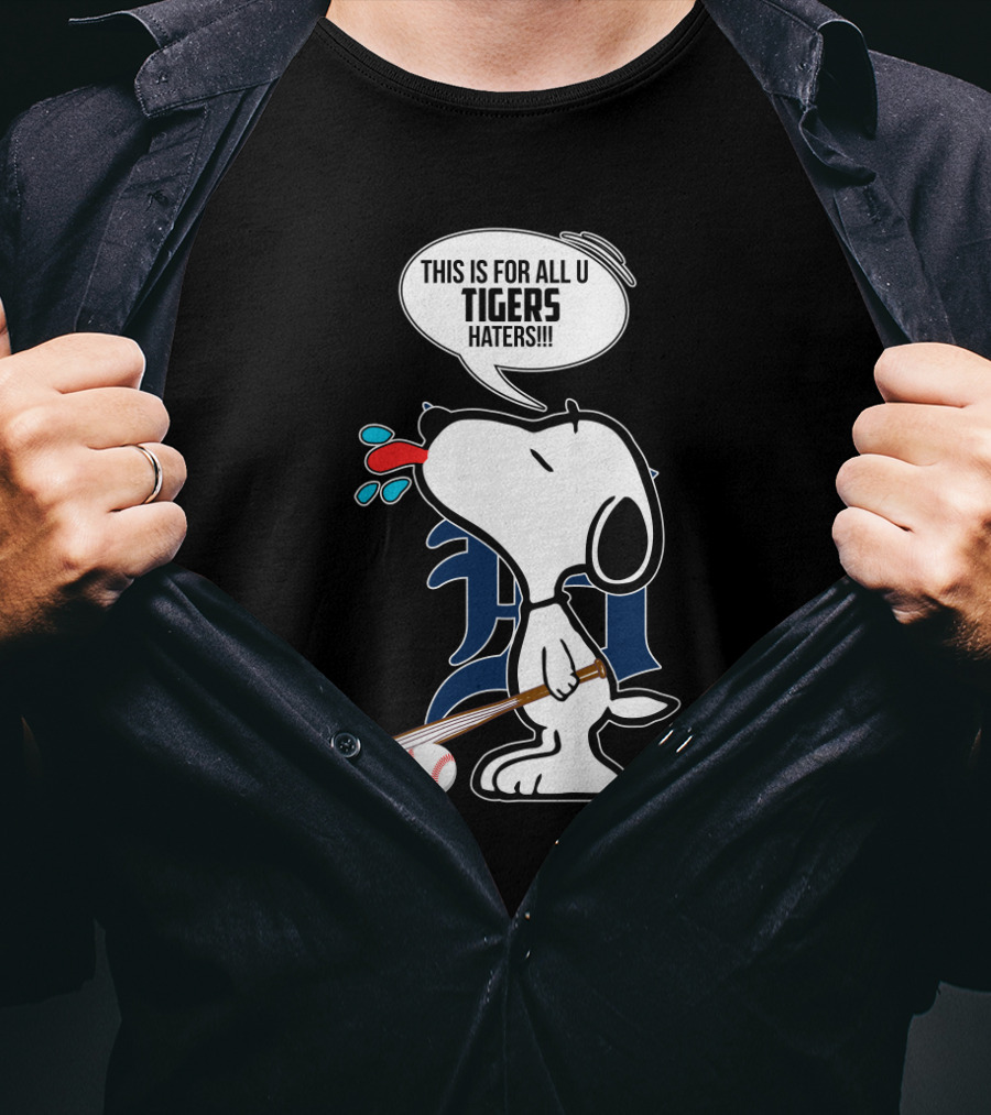 Snoopy Detroit Tigers Haters Baseball Mashup T-Shirt