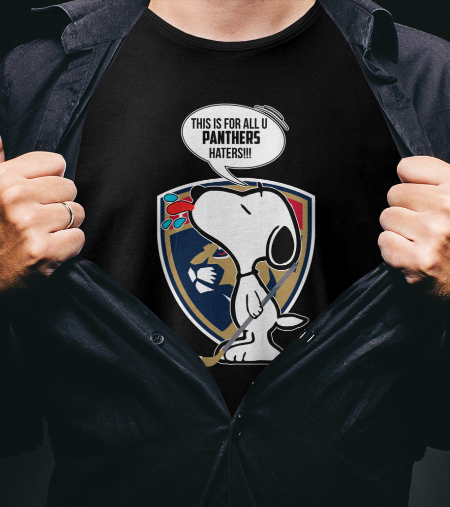 Snoopy With Hockey Stick And Florida Panthers Logo For Panthers Haters T-Shirt