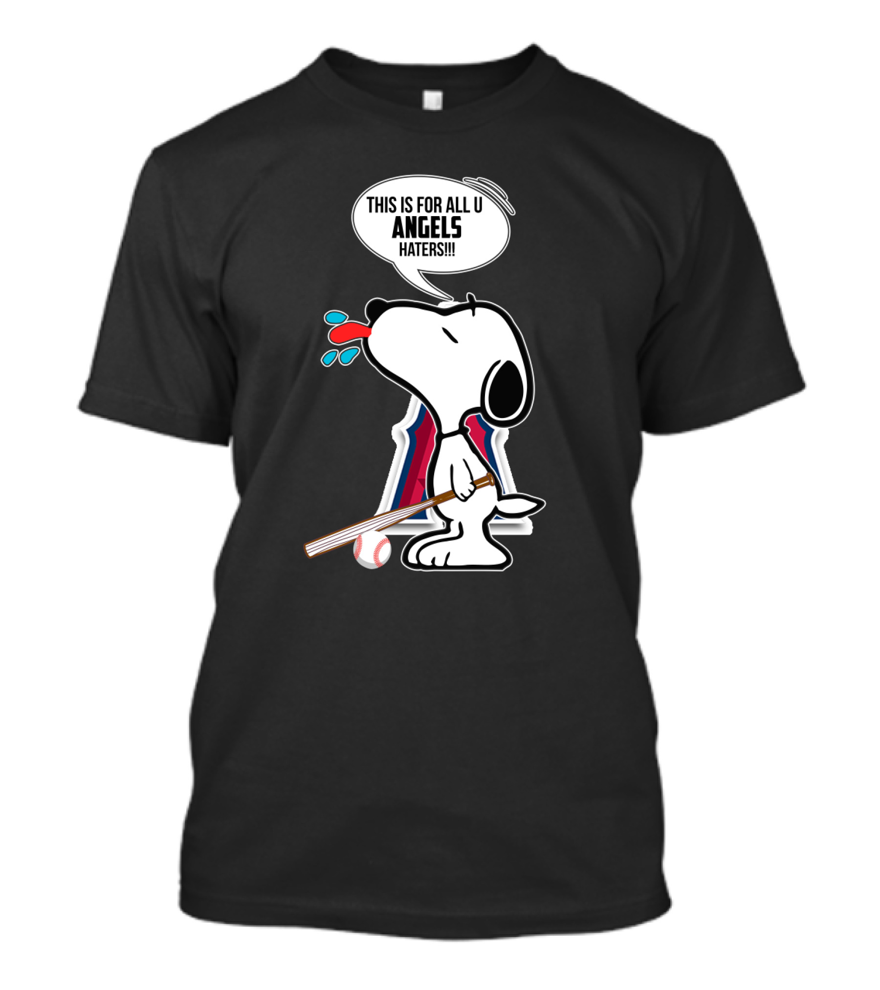 Snoopy With Bat Speaks For Los Angeles Angels Baseball Fans Haters T-Shirt