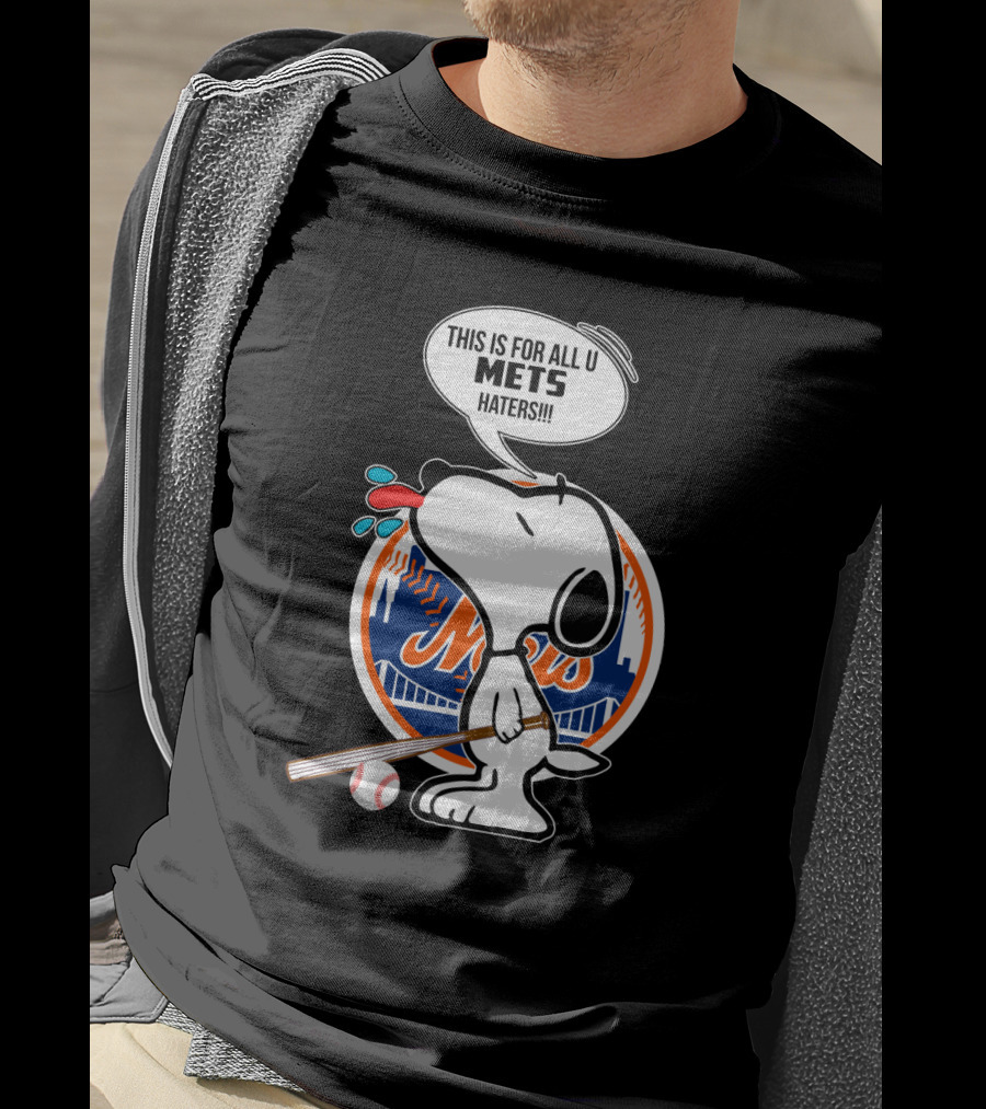 Snoopy New York Mets Fans Baseball Graphic - Mets Haters Speech Bubble T-Shirt