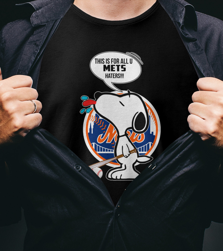 Snoopy New York Mets Fans Baseball Graphic - Mets Haters Speech Bubble T-Shirt