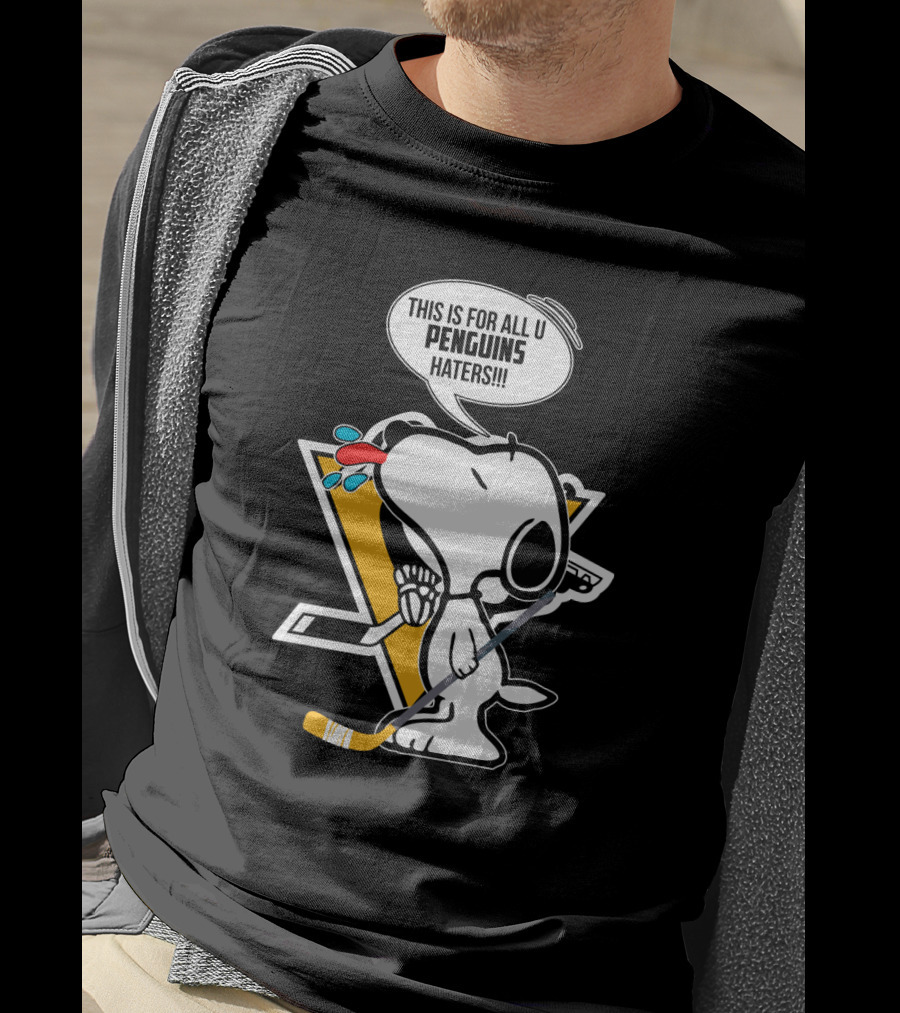 Snoopy Pittsburgh Penguins Hockey Speech Bubble Fan T-Shirt