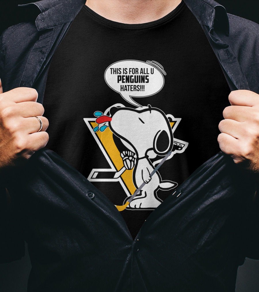 Snoopy Pittsburgh Penguins Hockey Speech Bubble Fan T-Shirt